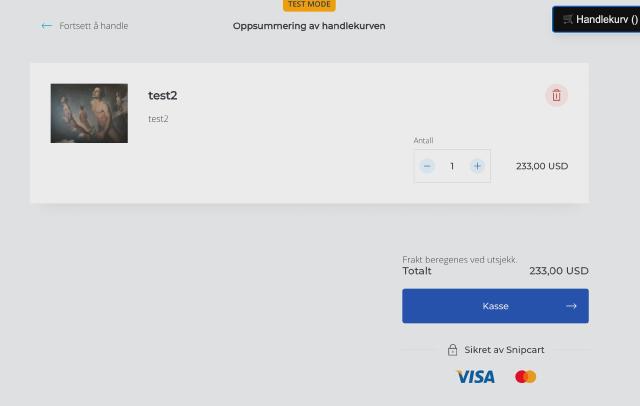 Skjermbilde av handlekurv