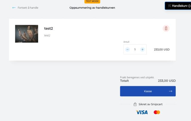 Skjermbilde av handlekurv