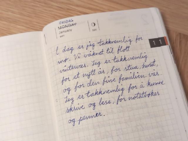 Notatbok oppslått på 1. januar