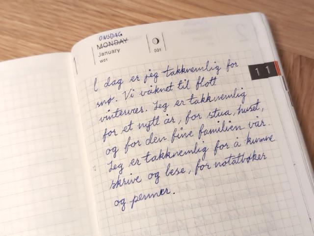 Notatbok oppslått på 1. januar